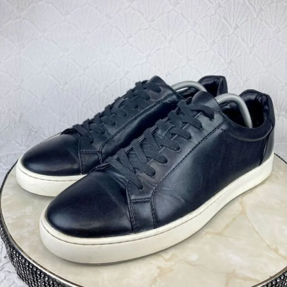 Nordstrom Rack Shoes Mens Sz 11 Black Ortholite Leather Comfort Casual Sneakers - Picture 5 of 13
